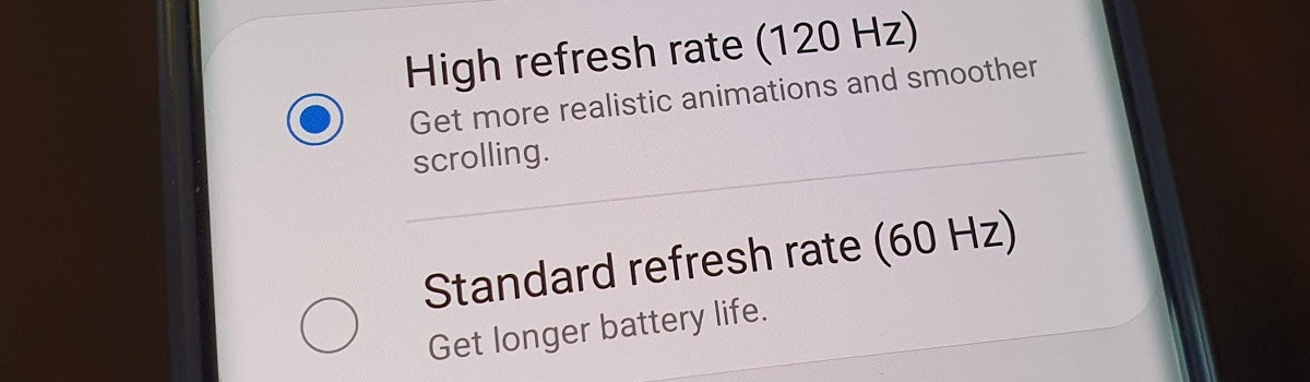galaxy s20 120 hz refresh rate display toggle