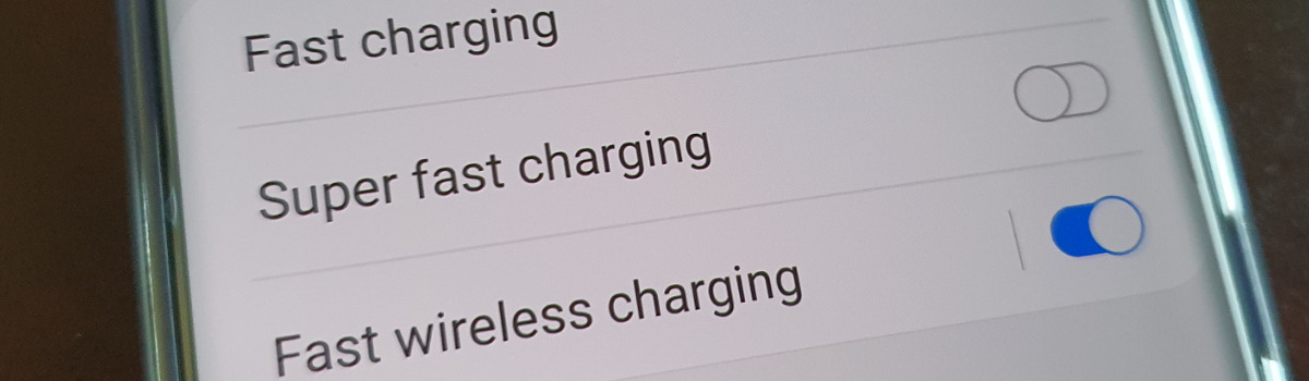 toggles to turn off fast charging on the galaxy s20