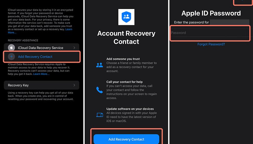 Apple ID account recovery contact